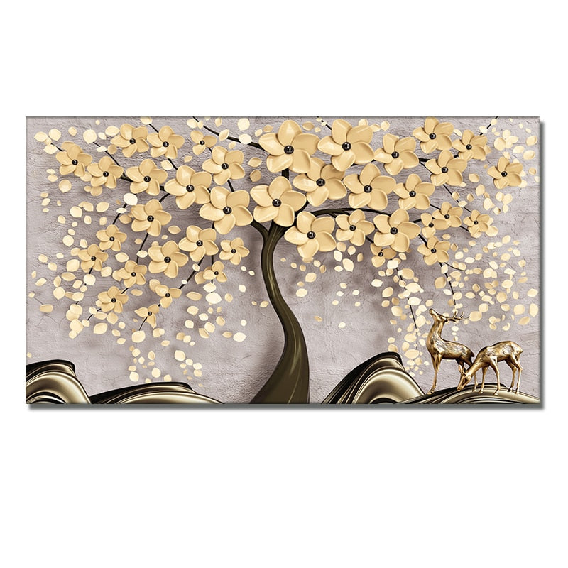 3D White Flowers Canvas Painting