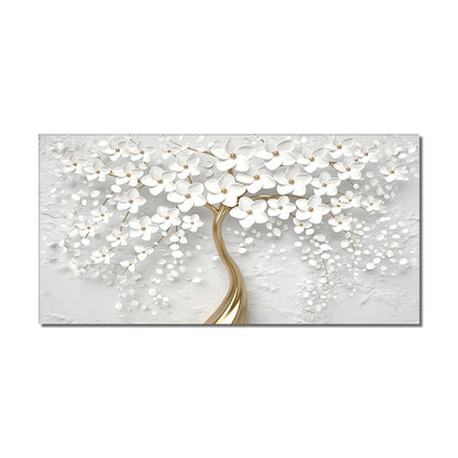 3D White Flowers Canvas Painting