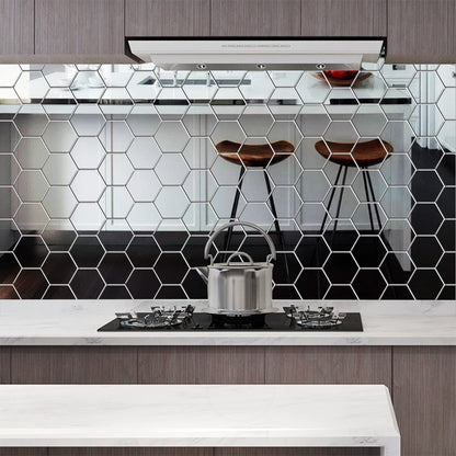 3D Hexagon Mirror Wall Stickers