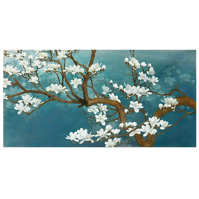 3D White Flowers Canvas Painting