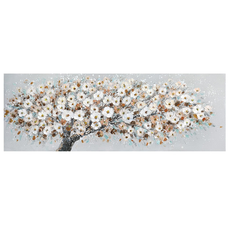 3D White Flowers Canvas Painting