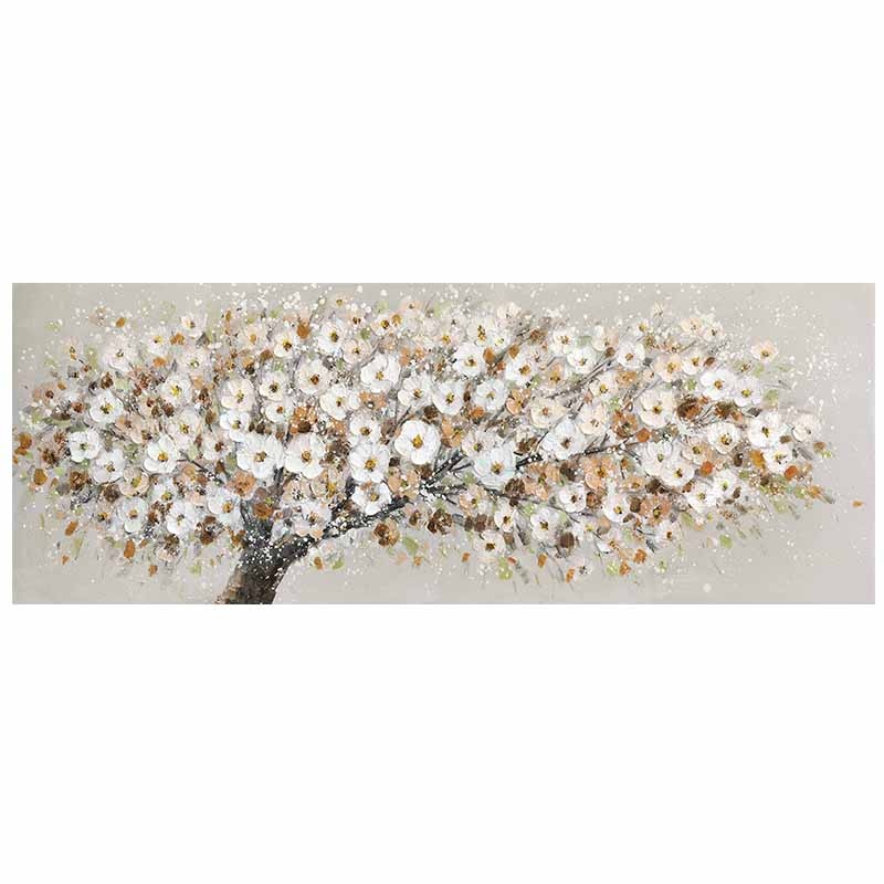 3D White Flowers Canvas Painting