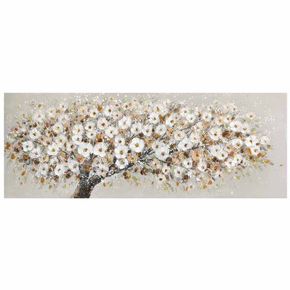 3D White Flowers Canvas Painting