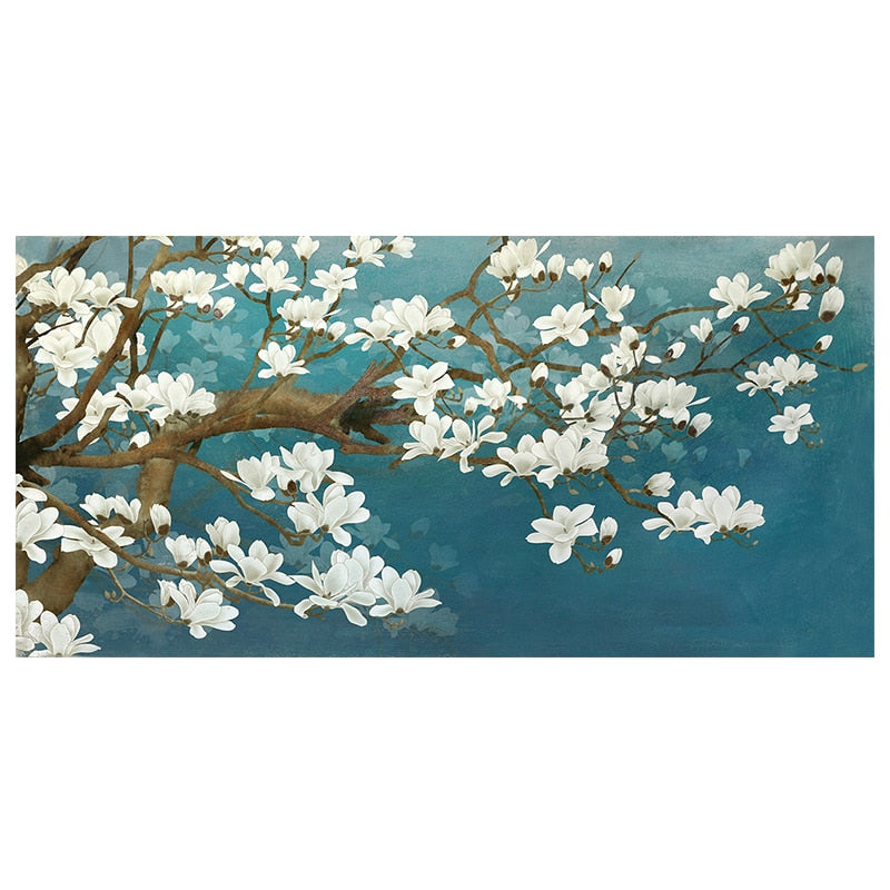 3D White Flowers Canvas Painting