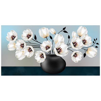 3D White Flowers Canvas Painting