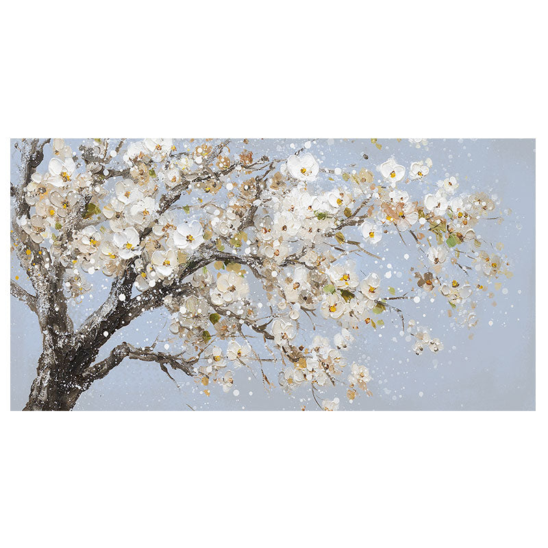 3D White Flowers Canvas Painting