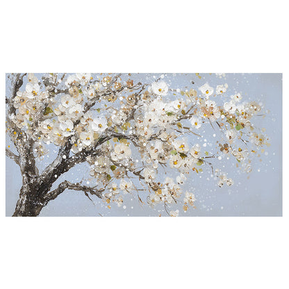 3D White Flowers Canvas Painting