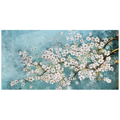 3D White Flowers Canvas Painting