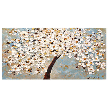 3D White Flowers Canvas Painting