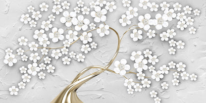 3D White Flowers Canvas Painting