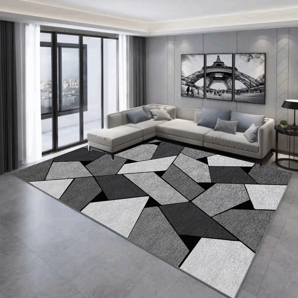 Grey Nordic Geometric Carpet