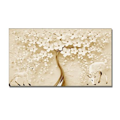 3D White Flowers Canvas Painting